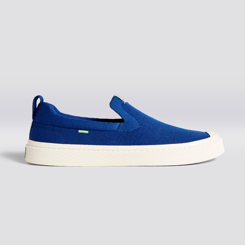 IBI Slip-On Cariuma Low Top Bamboo Weave Knit Vegan Bleu Homme | DSZ-7784818